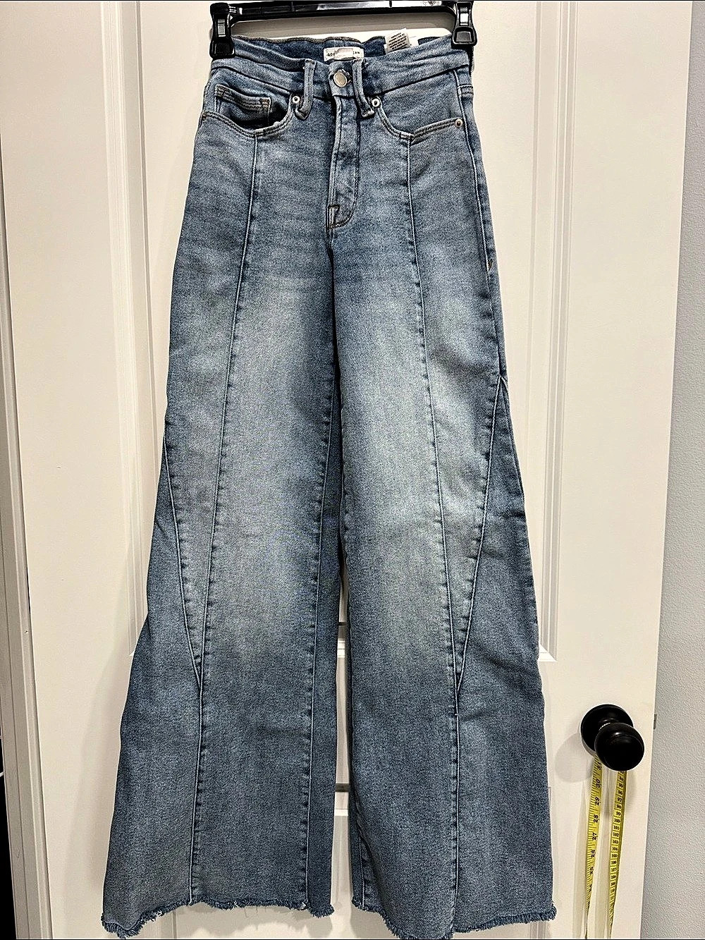 Good American Good Waist Palazzo Jeans Wide Leg Jeans in Blue Waist 00